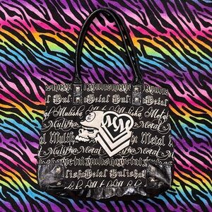 Y2k grunge goth rare 2000s Metal Mulisha Black and White Script Bag